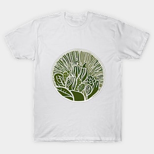 Vibrant Greenery Circle Nature Illustration No. 587 T-Shirt